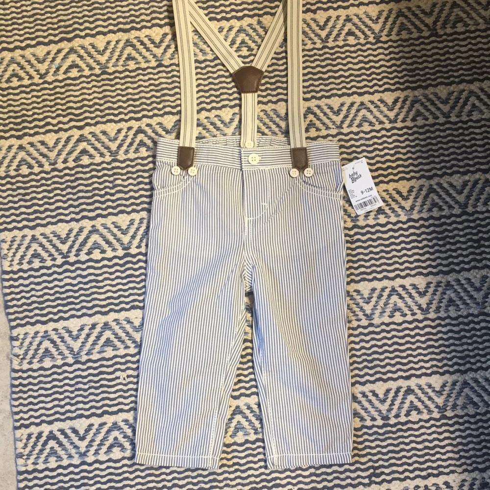 Baby b’gosh striped seersucker pants w/suspenders.